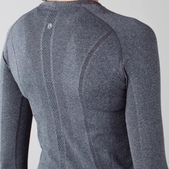 Lululemon Swiftly Tech Long Sleeve Heathered Black Running Size 4 - Picture 4 of 11